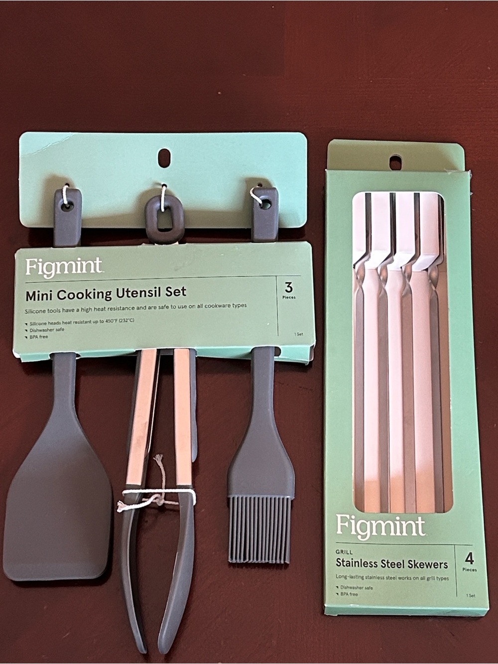 Figmint Mini Cooking Utensil Set + Stainless Steel Skewers